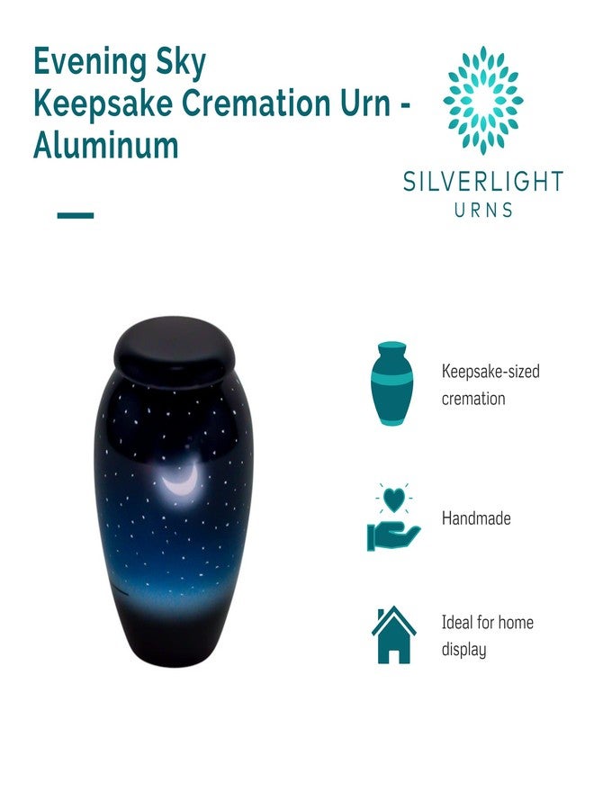 Silverlight Urns جرة تذكارية لحفظ الرماد من إيفنينج سكاي، مصنوعة من الألومنيوم، لونها أزرق، بحجم تذكاري، ارتفاعها 3 بوصات - Image 5